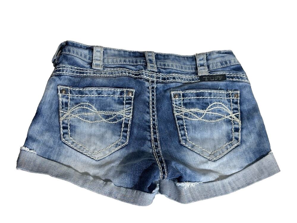 Tuff Cowgirl Tuff Co Blue Denim Women's Shorts W27 Cuffed Stretch Mid Rise 3” In
